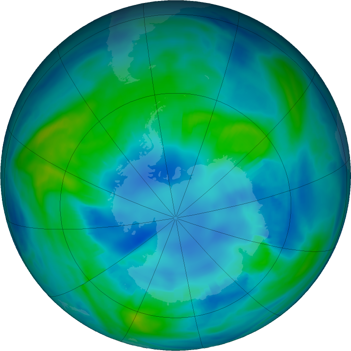 Antarctic ozone map for 27 April 2017